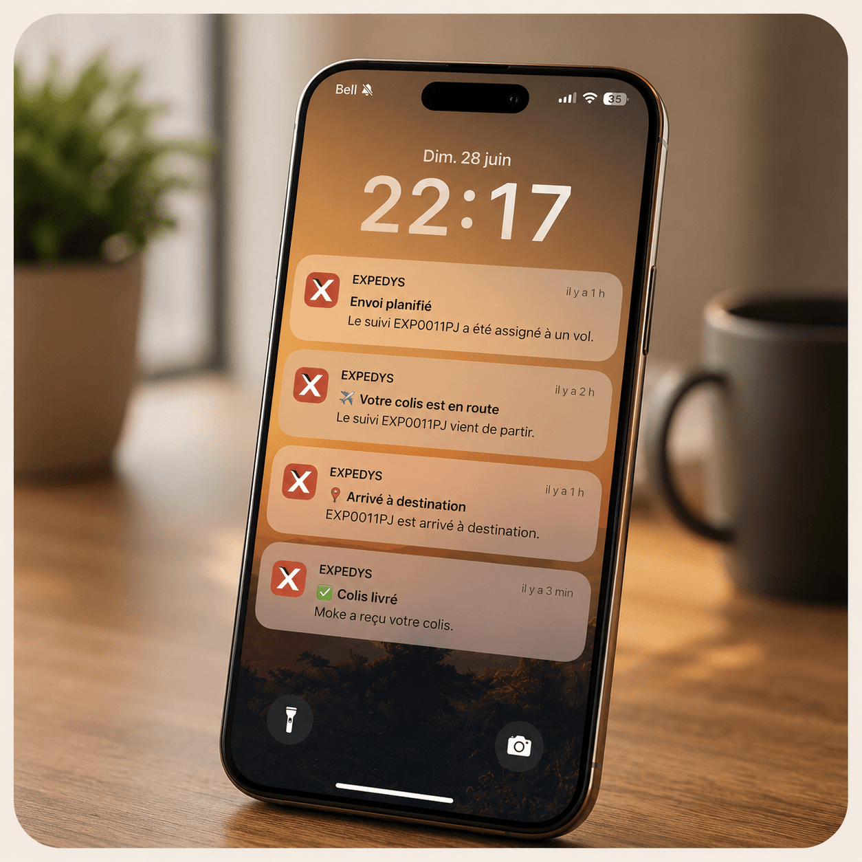 Notifications de suivi Expedys sur iPhone